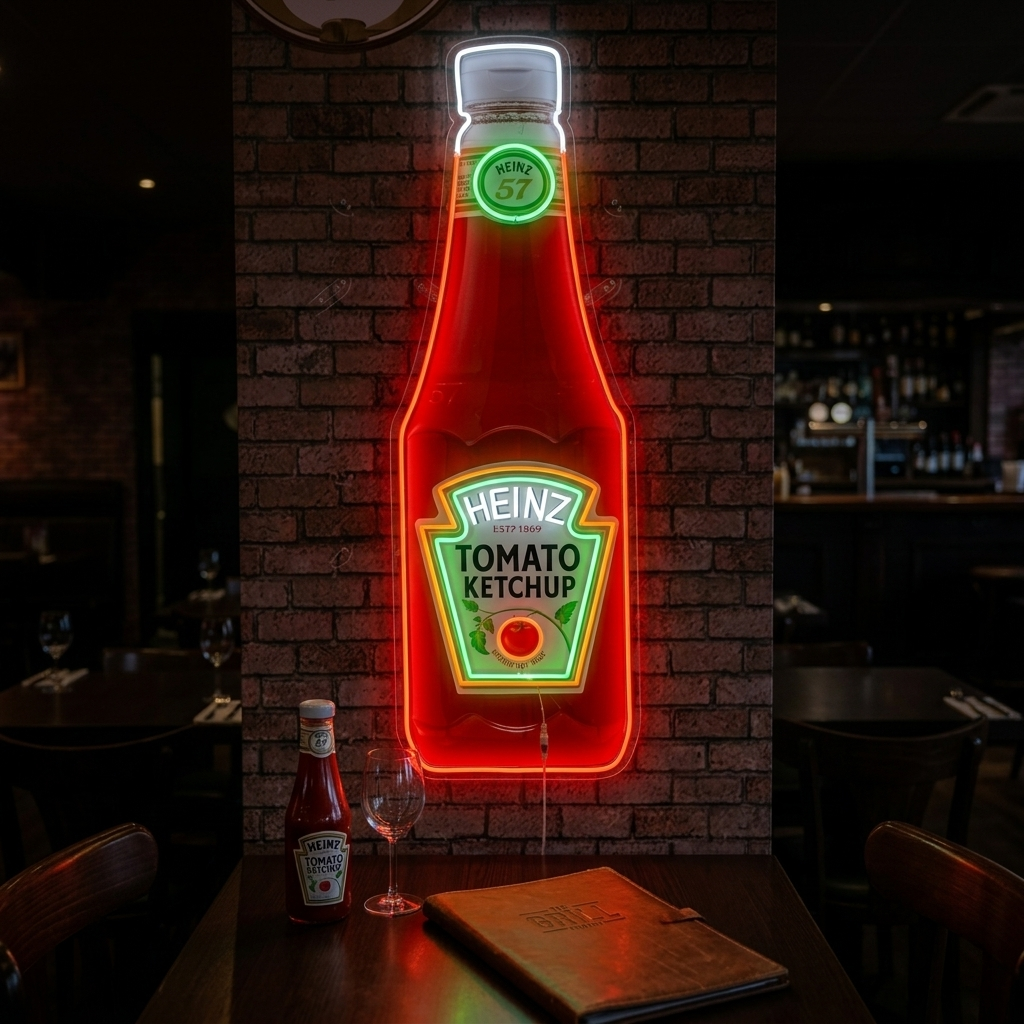 "Bouteille de ketchup à la tomate" Enseigne néon
