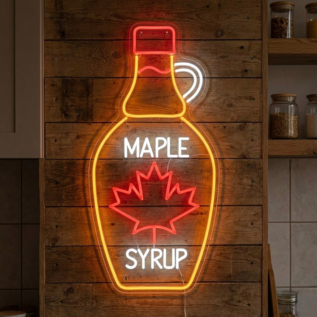 "Bouteille de sirop d'érable" Enseigne néon