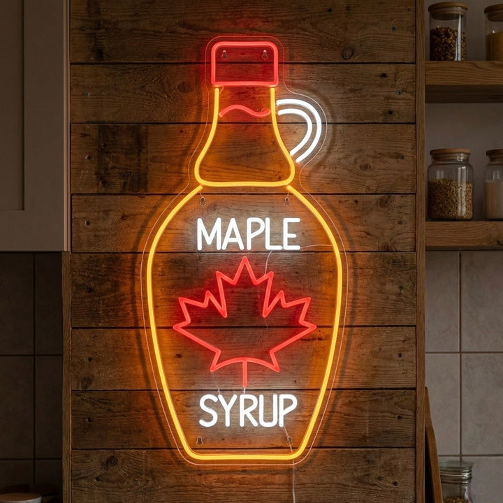 "Bouteille de sirop d'érable" Enseigne néon