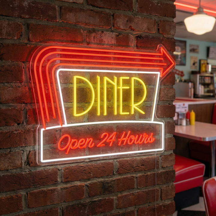 "Diner Open 24 Hours" Enseigne néon