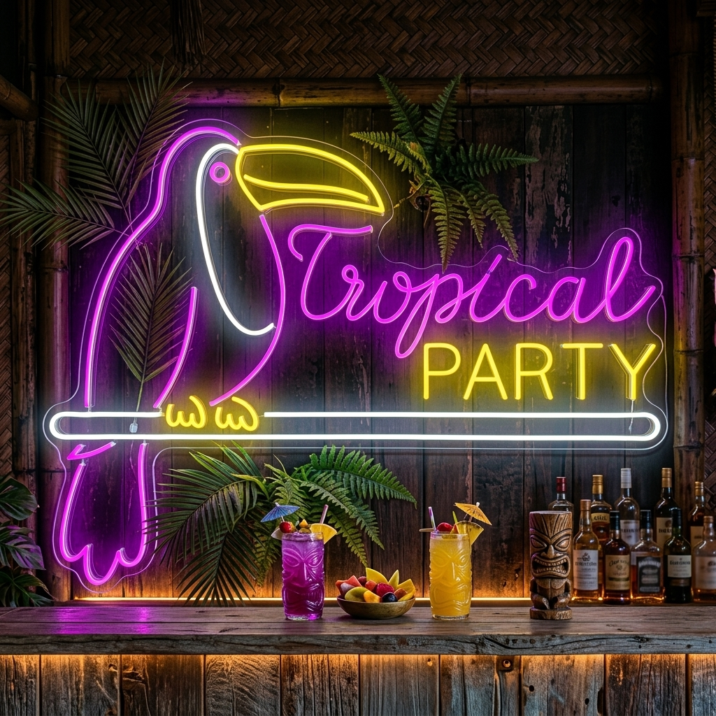 "Tropical Party" Enseigne néon