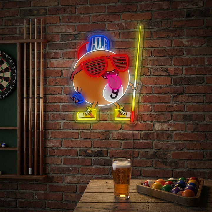 "Billard à neuf boules" Enseigne néon