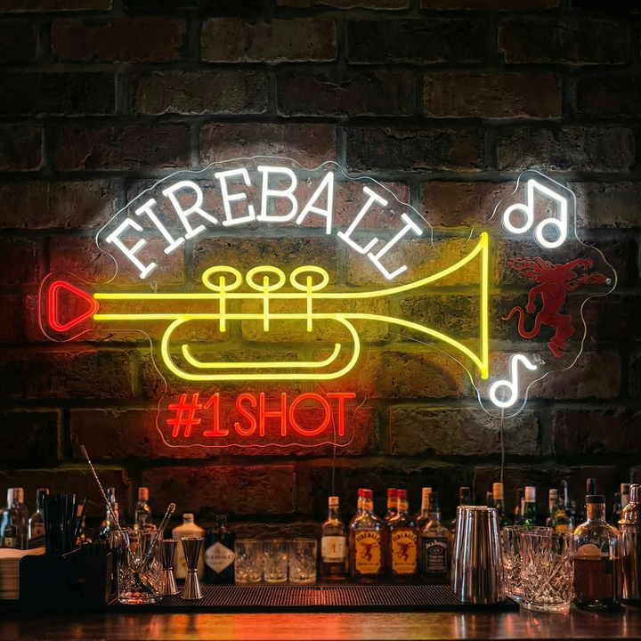 "Fireball #1 Shot Trumpet" Enseigne néon