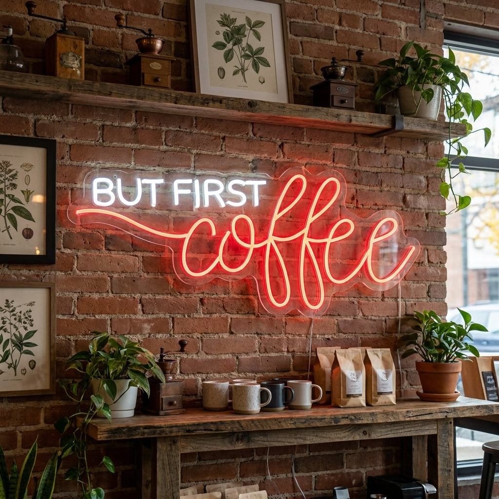 "But First Coffee" Enseigne néon