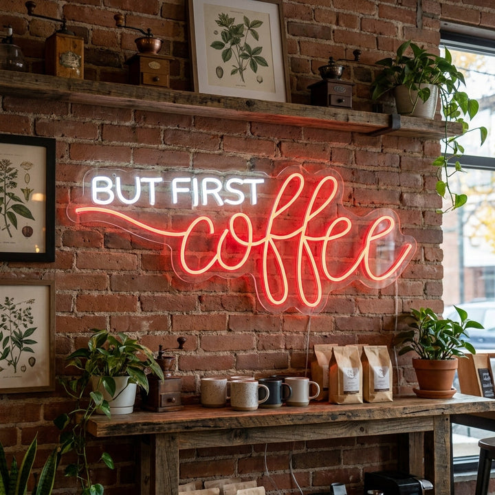 "But First Coffee" Enseigne néon