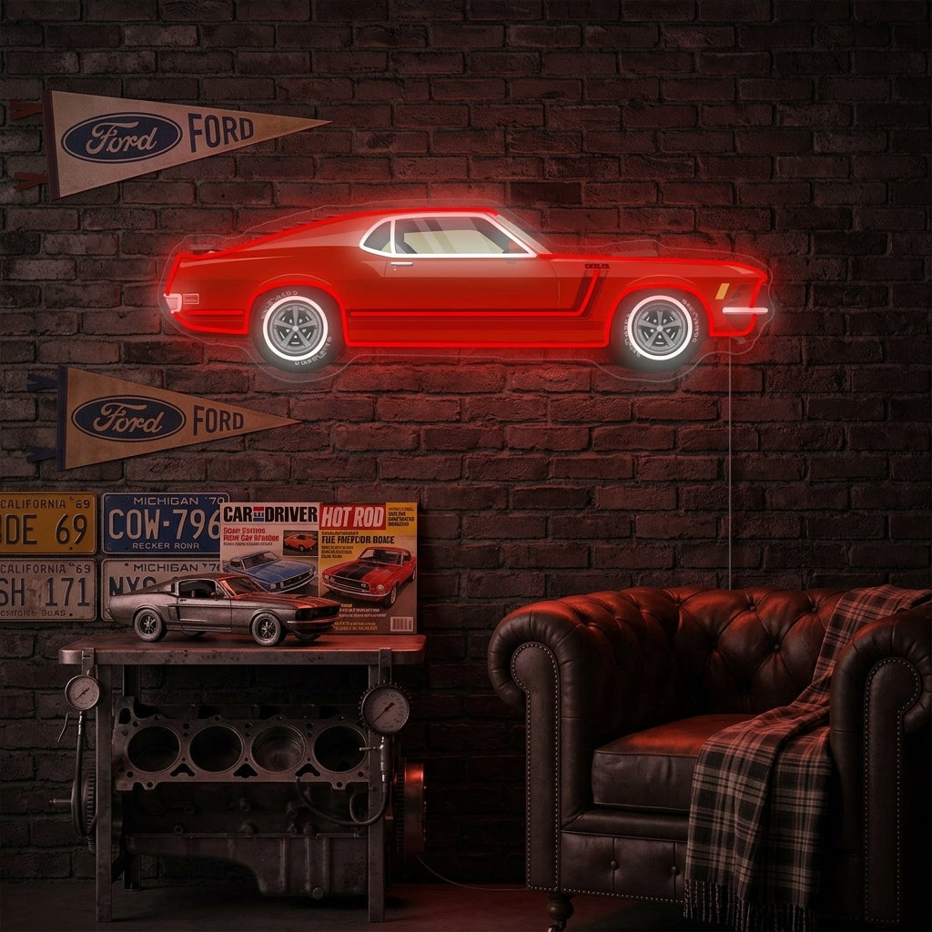 "Voiture musclée américaine" Enseigne néon