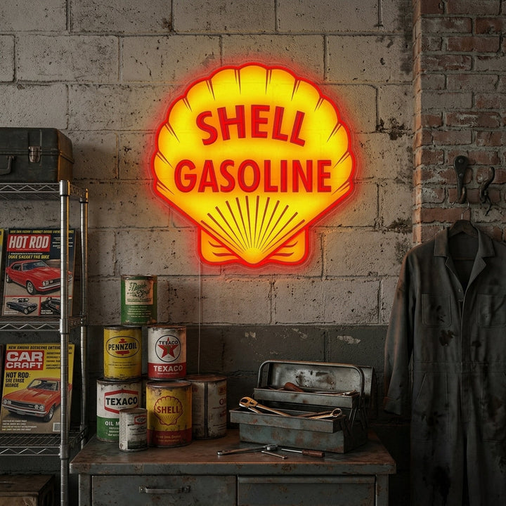 "Logo Shell Gasoline" Enseigne néon