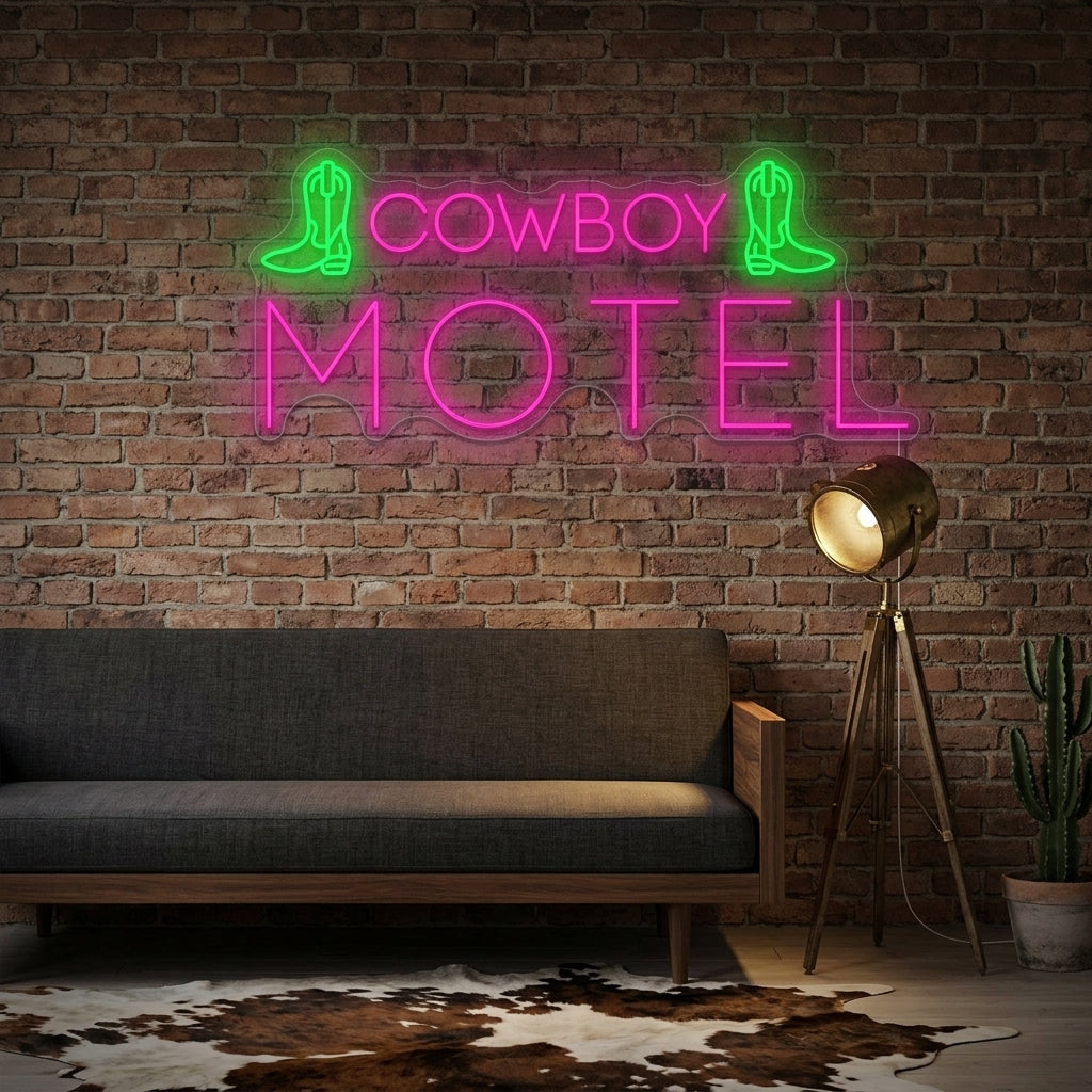 "Cowboy Motel" Enseigne néon