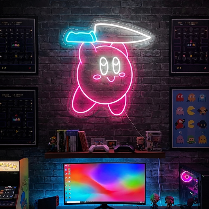 "Kirby avec un couteau" Enseigne néon