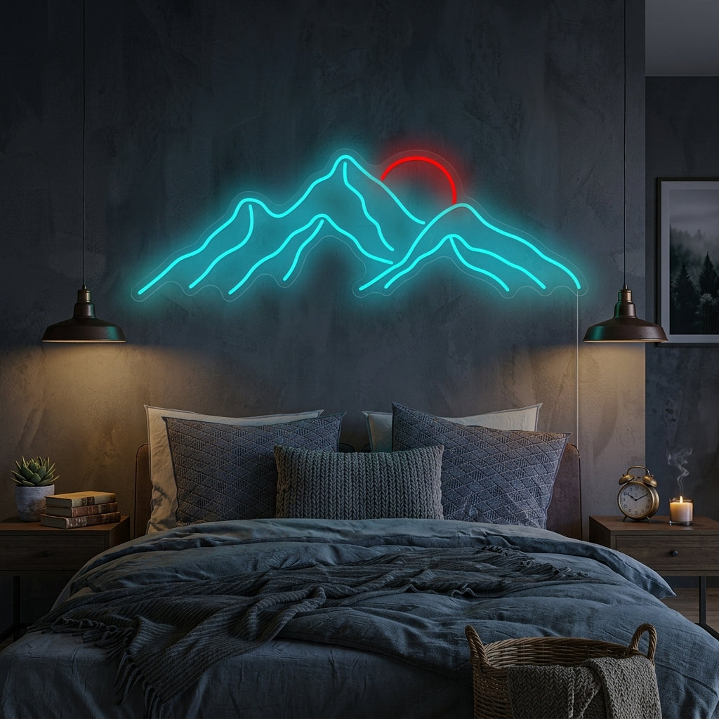"Coucher de soleil sur les montagnes" Enseigne néon