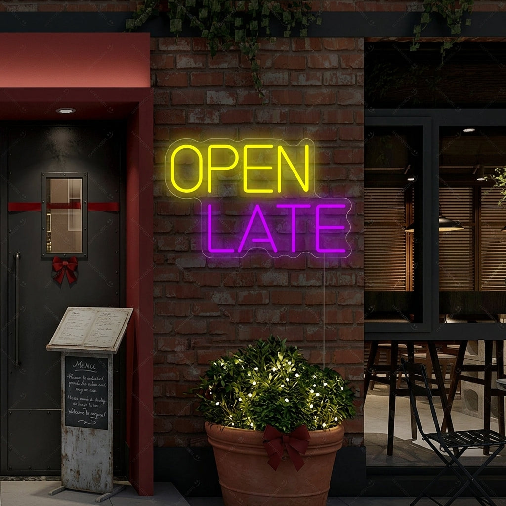 "Open Late" Enseigne néon