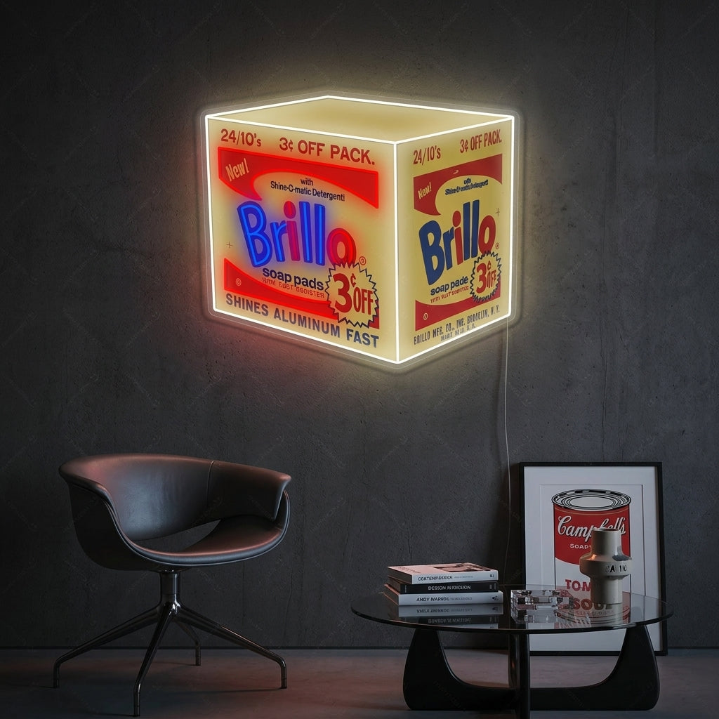 "Boîte Brillo" Enseigne néon