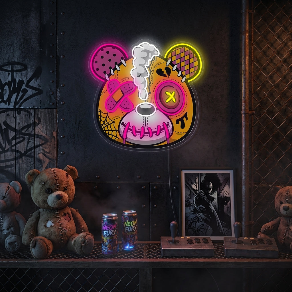 "Ours en peluche zombie" Enseigne néon