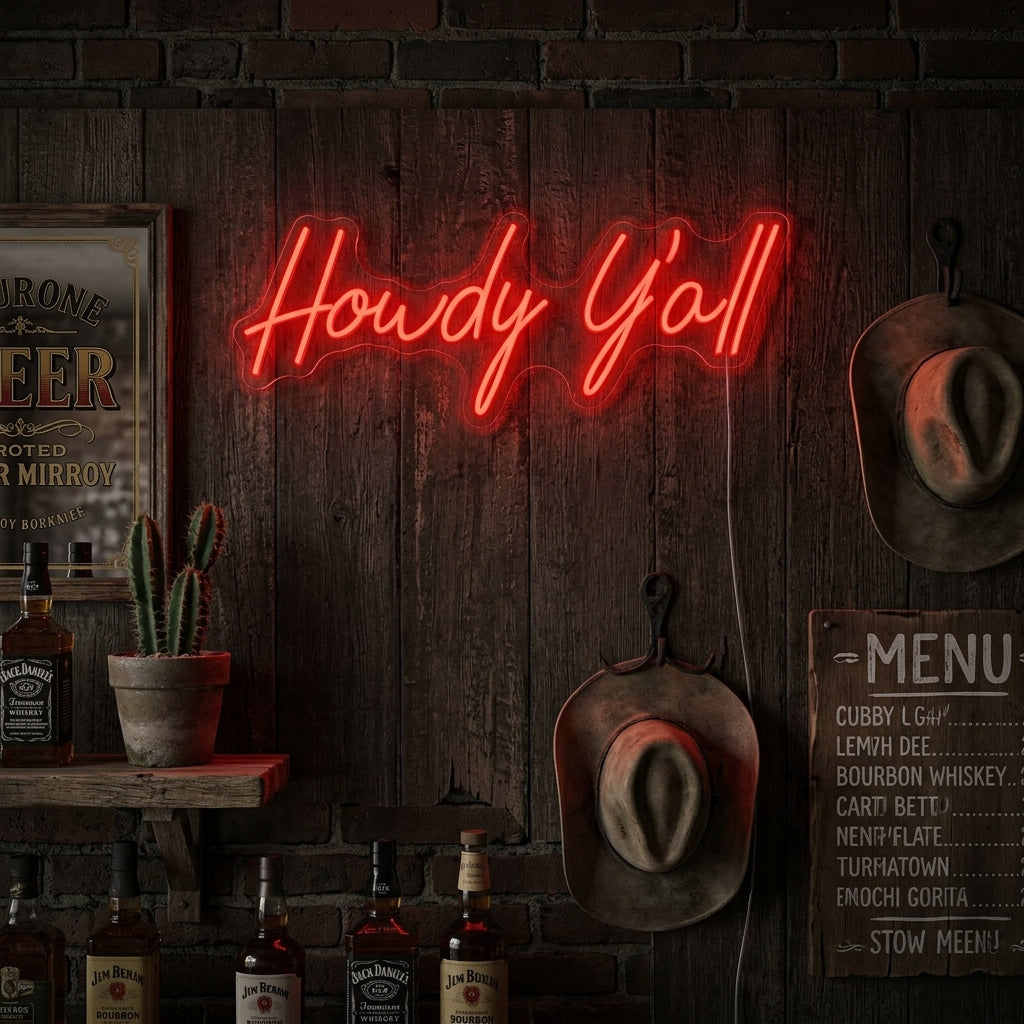 "Howdy Y'all" Enseigne néon