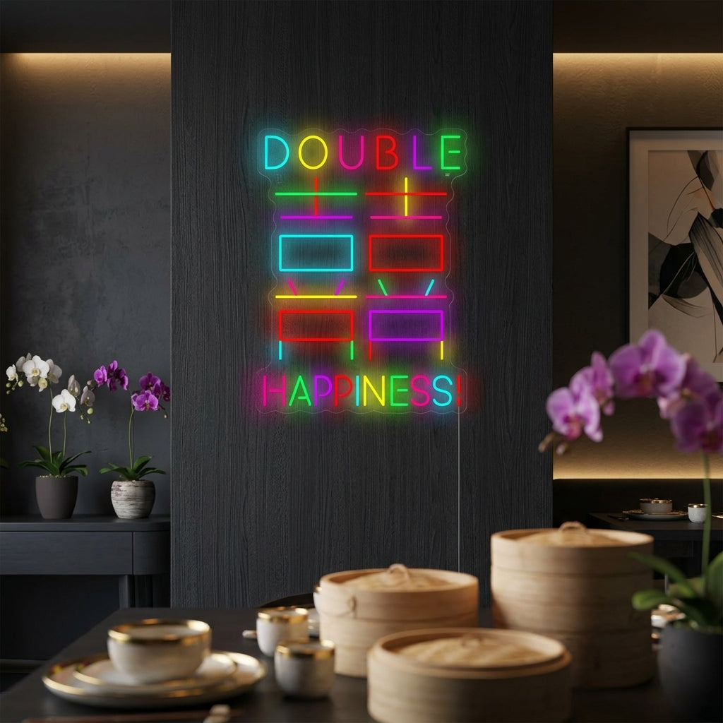 "Double bonheur" Enseigne néon