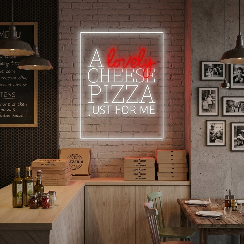 "A Lovely Cheese Pizza Just for Me" Enseigne néon