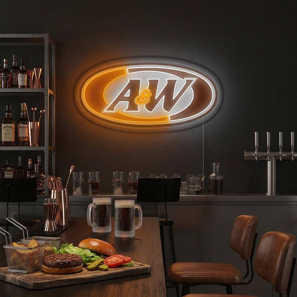 "Logo de la bière A&W" Enseigne néon
