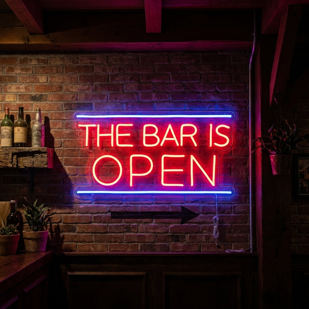 "Bar Is Open" Enseigne néon
