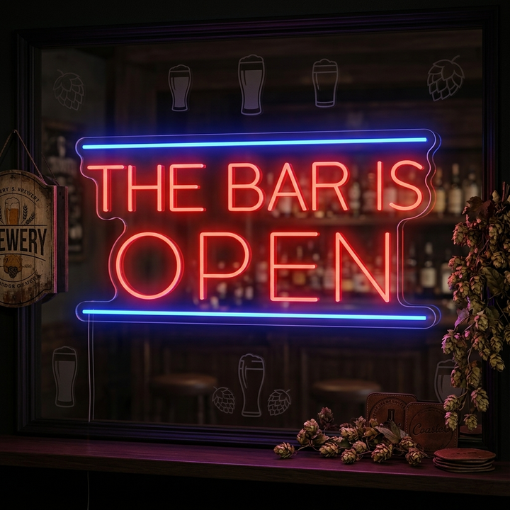 "Bar Is Open" Enseigne néon