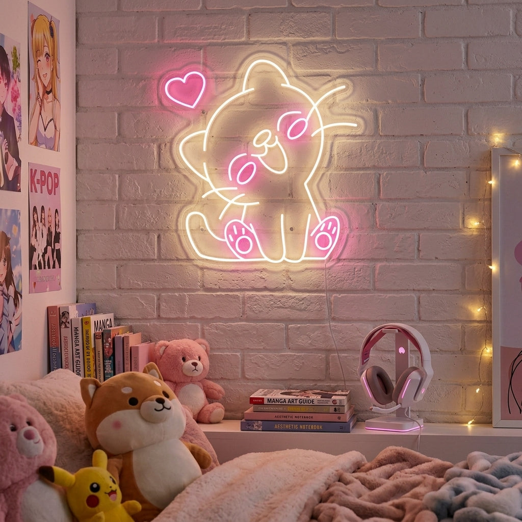 "Chat kawaii" Enseigne néon