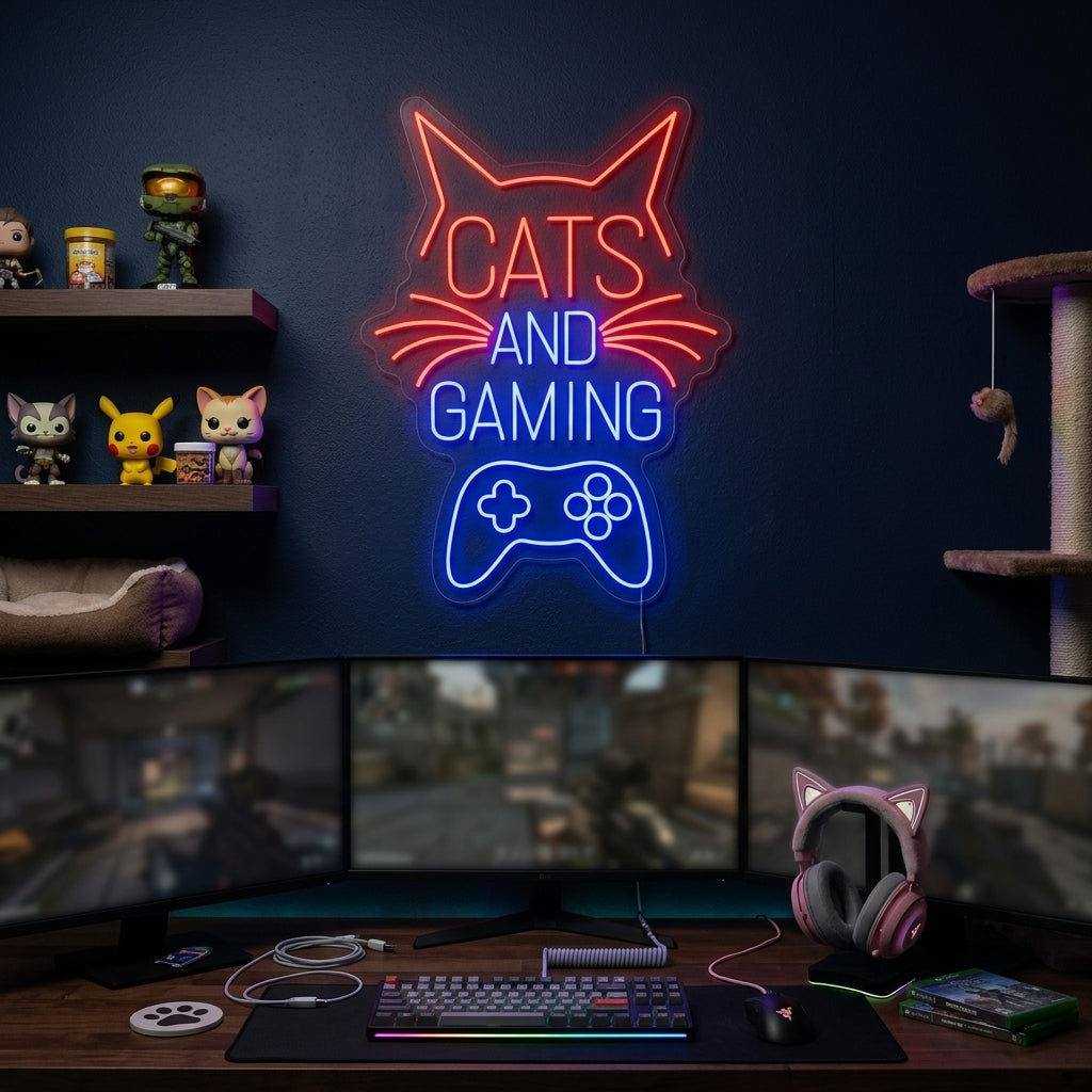 "Cats And Gaming" Enseigne néon