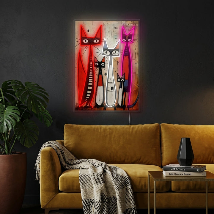 "Famille féline" Enseigne néon