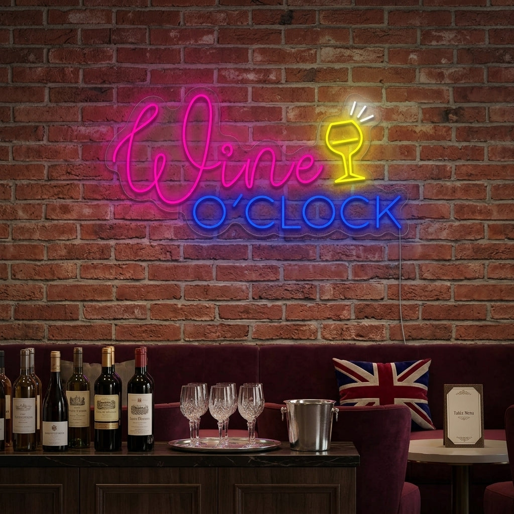 "Wine O'clock" Enseigne néon