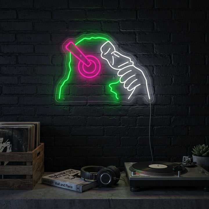 "Singe DJ Banksy" Enseigne néon