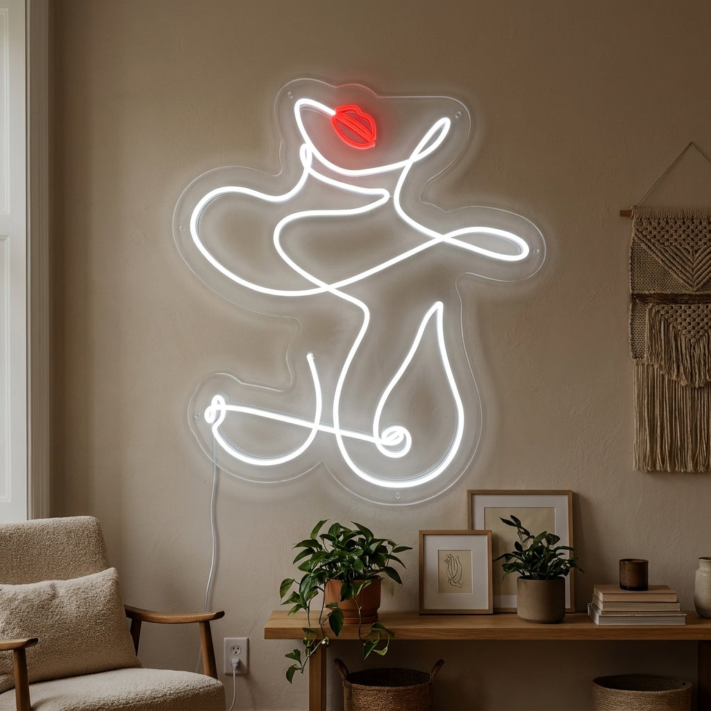 "Corps De Femme Abstrait" Enseigne Lumineuse en Néon