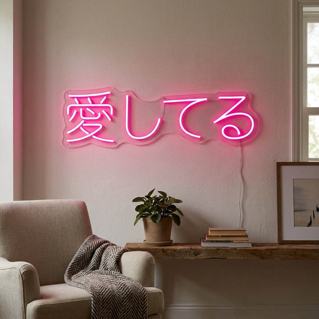 "Aisheteru I Love You Japonais" Enseigne Lumineuse en Néon