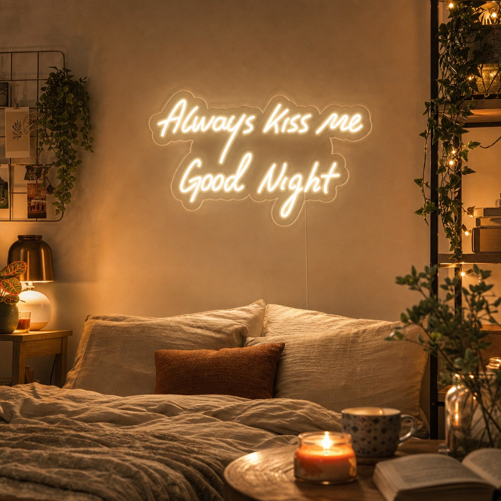 "Always Kiss Me Good Night" Enseigne Lumineuse en Néon