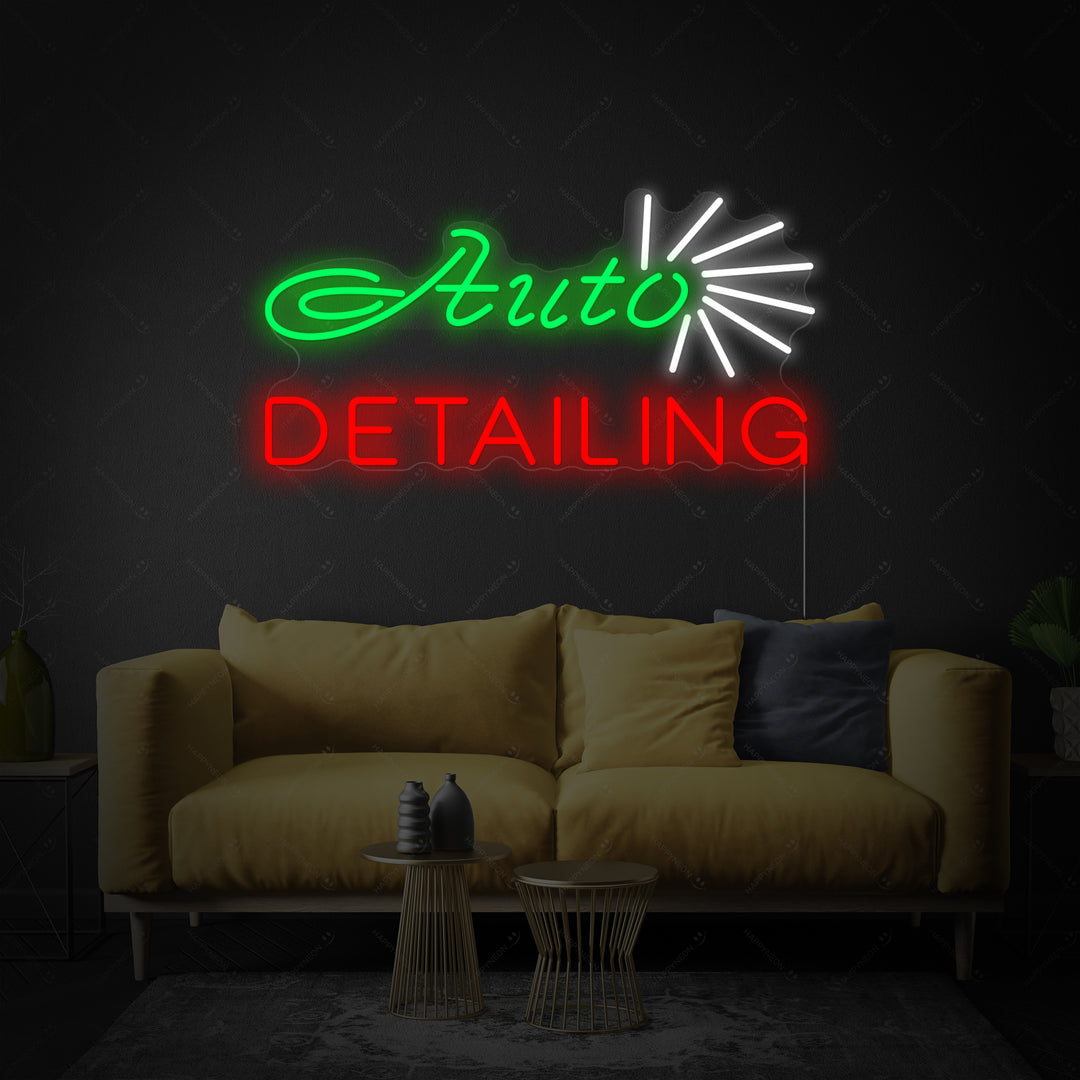 "Magasin, Auto Detailing" Enseigne Lumineuse en Néon