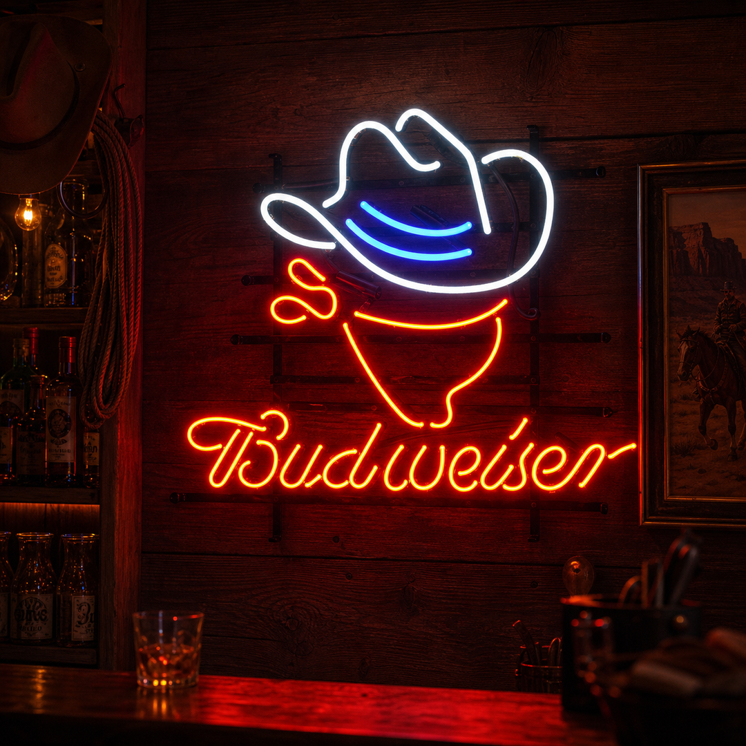 BUdweiser Cowboy Enseigne Lumineuse en Néon