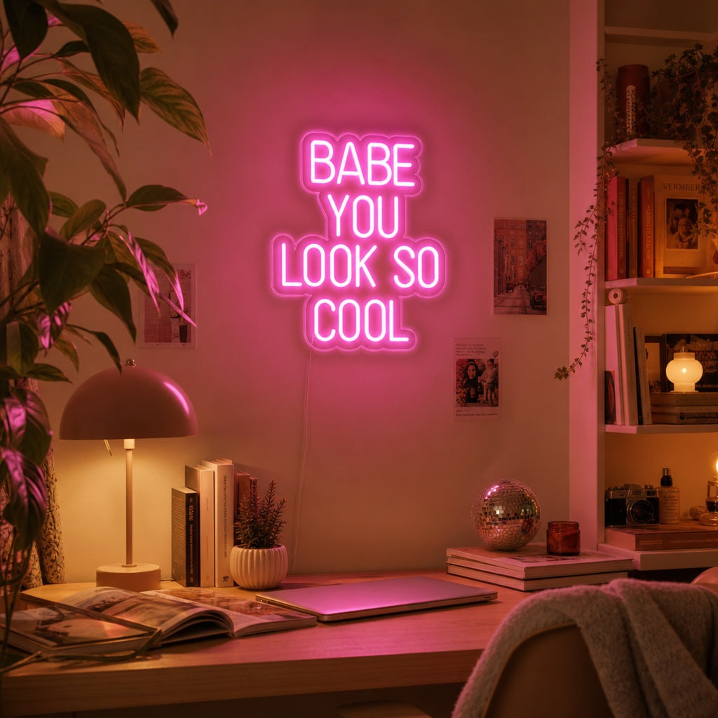 "Babe You Look So Cool" Enseigne Lumineuse en Néon