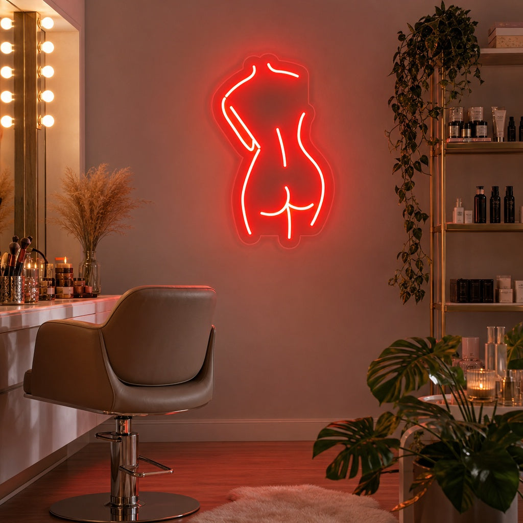 "Silhouette Du Dos D'Une Femme" Enseigne Lumineuse en Néon