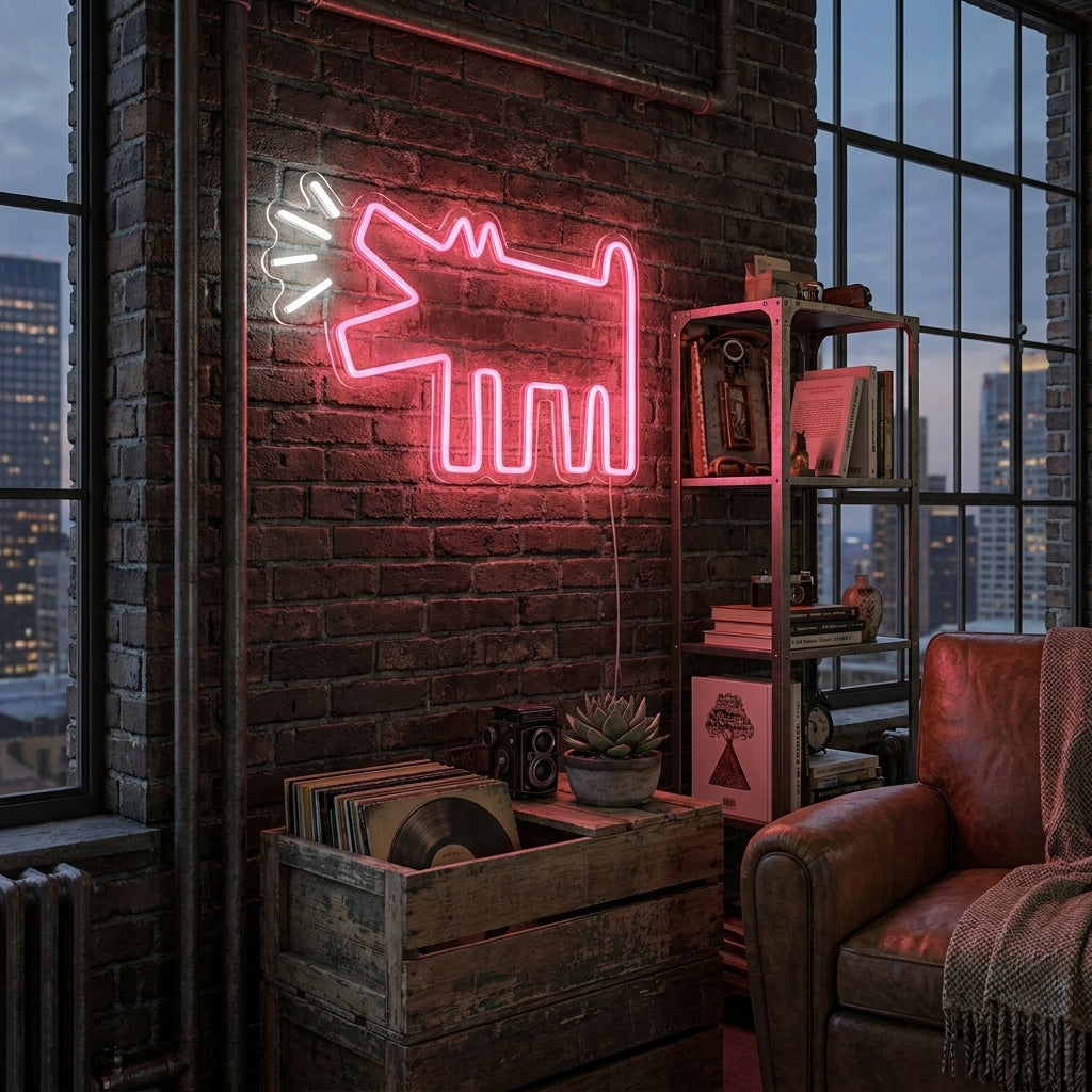"Chien Aboyant, Décoration De Chambre D'Enfant" Enseigne Lumineuse en Néon