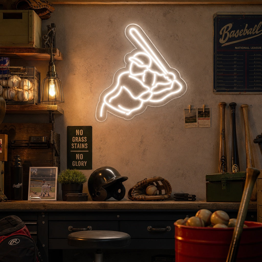 "Joueur De Base-Ball" Enseigne Lumineuse en Néon
