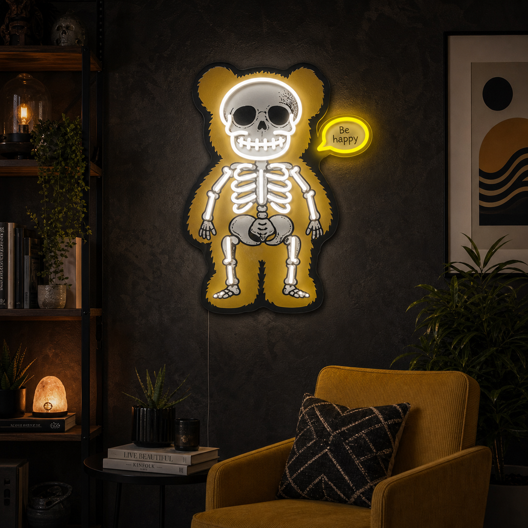 "Squelette d'ours" Enseigne néon LED imprimée UV