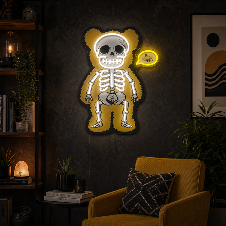 "Squelette d'ours" Enseigne néon LED imprimée UV