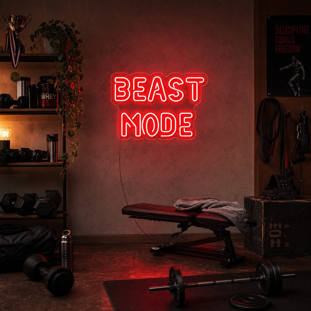 "Beast Mode, Décoration De Salle De Sport, Citations De Salle De Sport, Citations De Fitness, Citations D'Entraînement" Enseigne Lumineuse en Néon