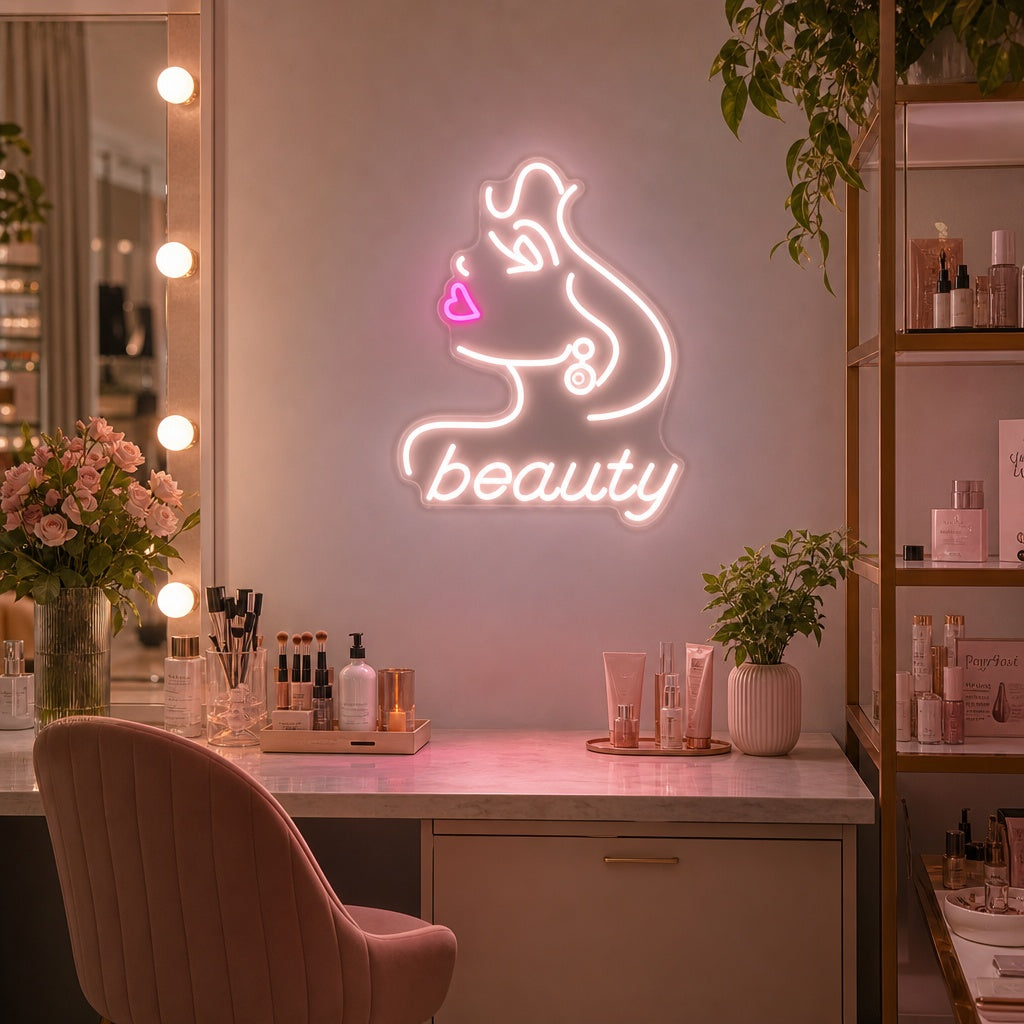 "Salon De Beauté Pour Femmes" Enseigne Lumineuse en Néon