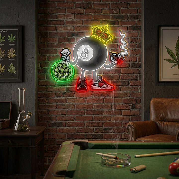 "Boule de billard fumante" Enseigne néon