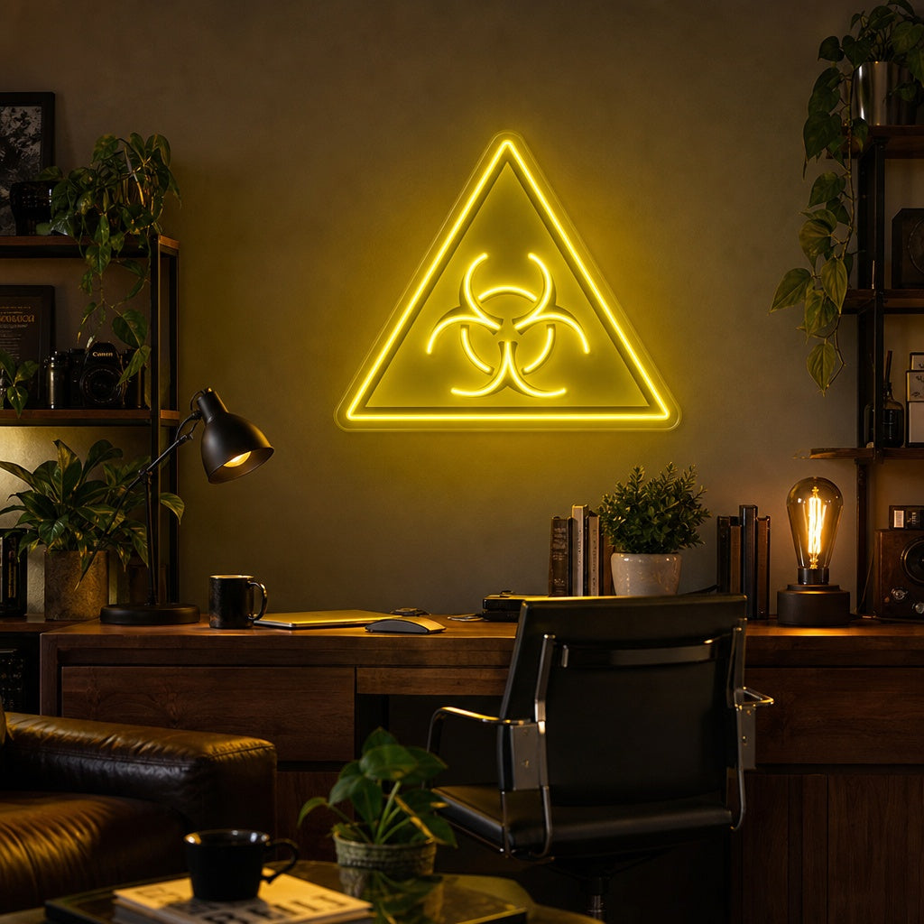 "Logo d'avertissement biohazard, émission de télévision inspirée" Enseigne néon LED imprimée UV
