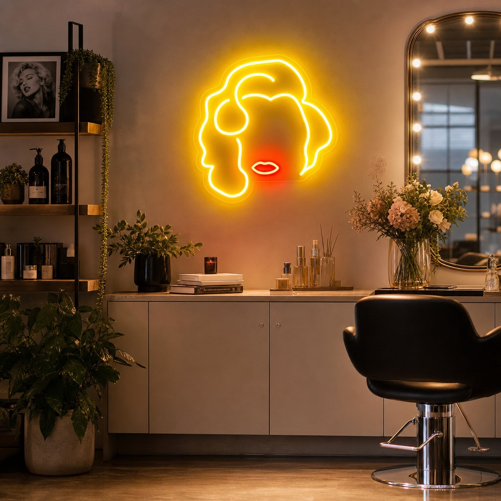 "Fille Blonde" Enseigne Lumineuse en Néon