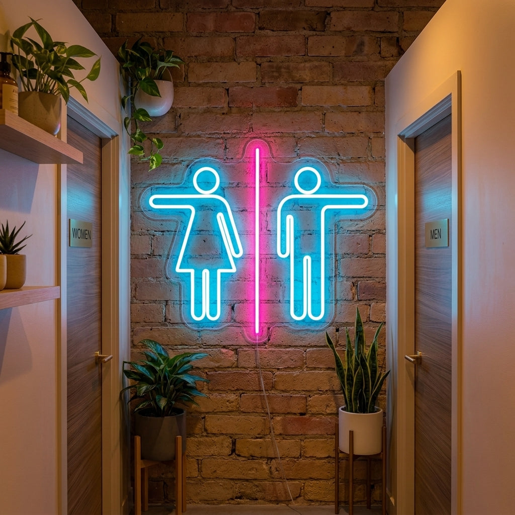 "Garçon Et Fille WC" Enseigne Lumineuse en Néon