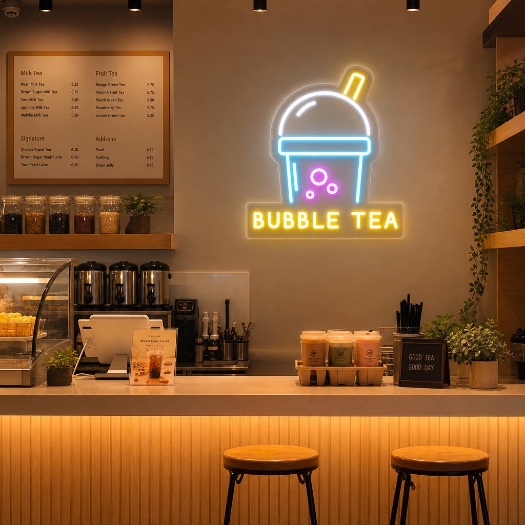 "Bubble Tea" Lumineuse en Néon