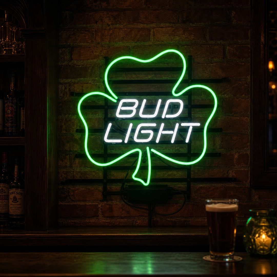Bud Lucky Shamrock Enseigne Lumineuse en Néon