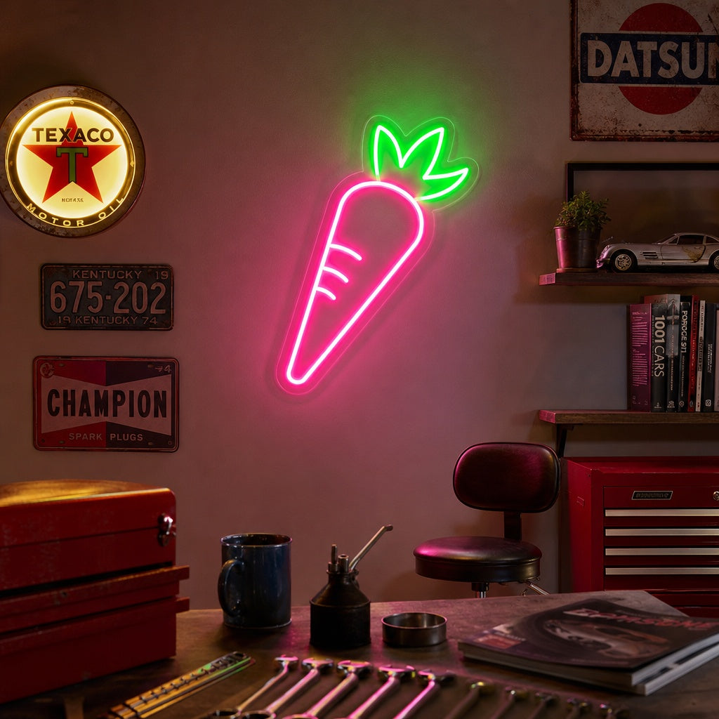 "Carotte Légume, Décoration De Chambre D'Enfant" Enseigne Lumineuse en Néon