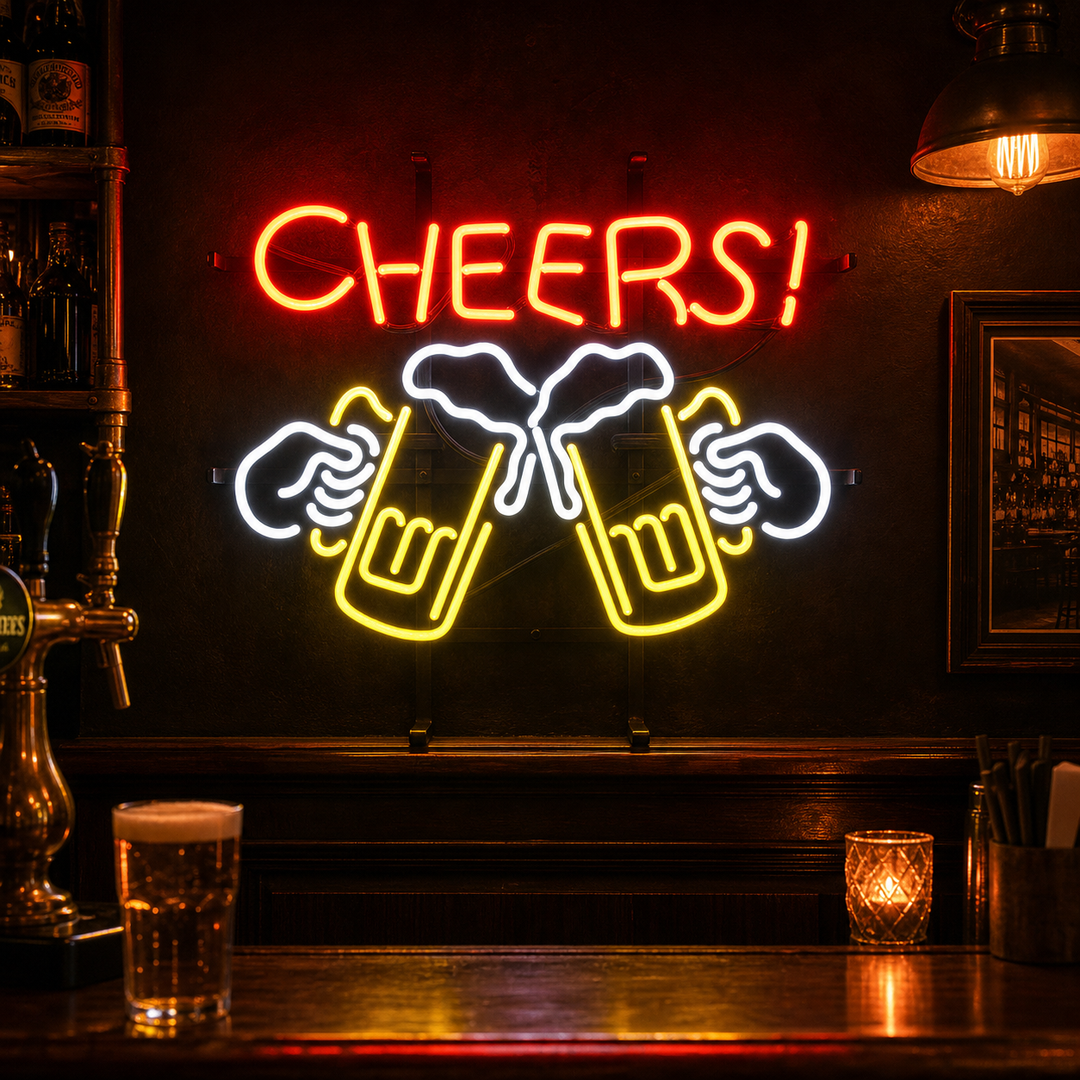 "Cheers, Bière" Enseigne Lumineuse en Néon