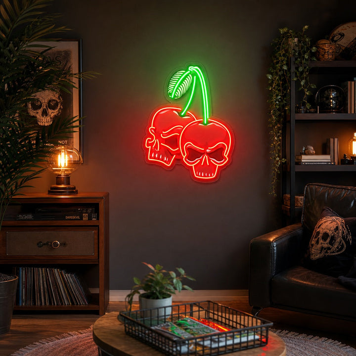"Crâne cerise" Enseigne néon LED imprimée UV